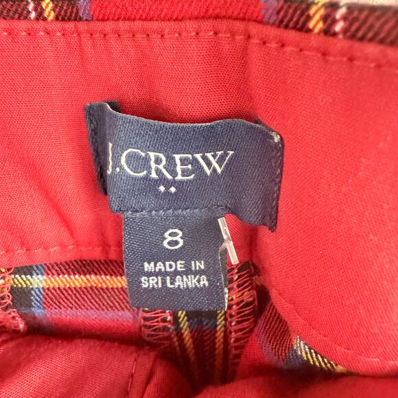 J Crew Tartan Plaid Pants Straight Leg Ankle Festive Christmas Check Women 8 - Picture 3 of 6